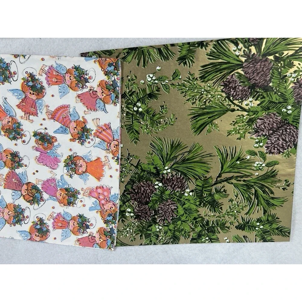 Vintage Folded Wrapping Paper Christmas Designs Lot of 36 Sheets in Original Box